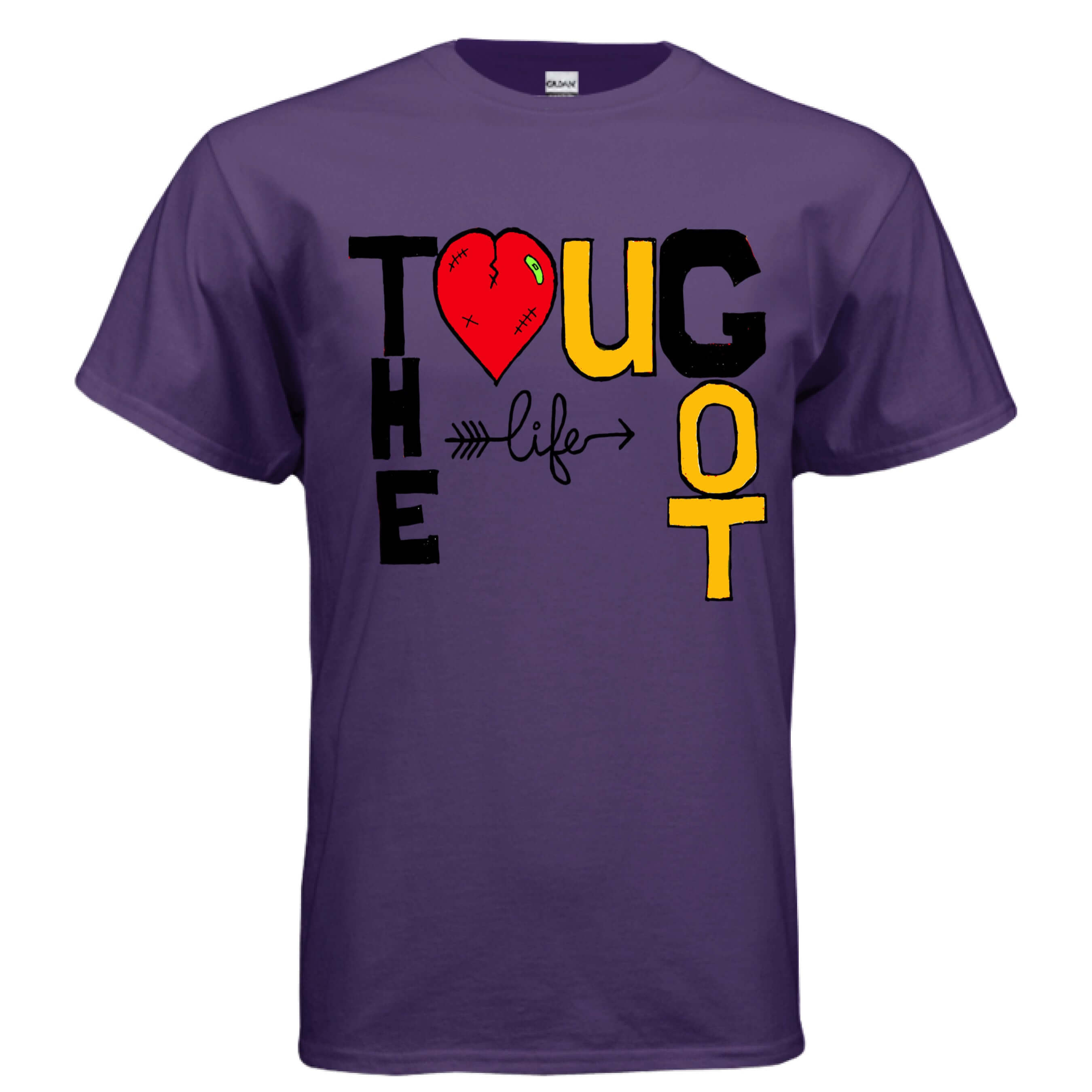 STONERKEY THUG LIFE graphic T-shirt in purple featuring a heart and playful typography.